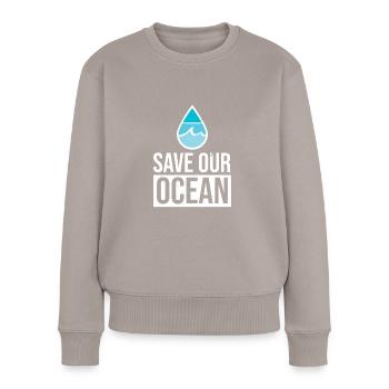 Save the Ocean - Pull Premium bio Femme - taupe - Devant - Julia (174cm)