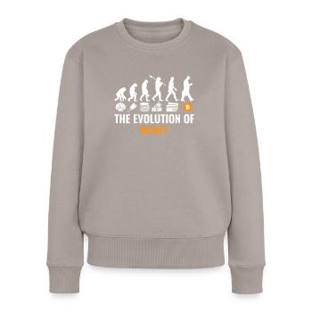Bitcoin Evolution Crypto Millionaire Cryptocurrenc - Frauen Premium Bio Pullover - Taupe - Vorne - Julia (174cm)