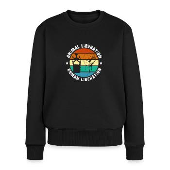Animal Liberation Retro Vintage Tierschutz - Frauen Premium Bio Pullover - Schwarz - Vorne - Julia (174cm)