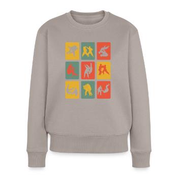 Rétro Judo Judoka Sports de combat Vintage Judo Combattants - Pull Premium bio Femme - taupe - Devant - Julia (174cm)