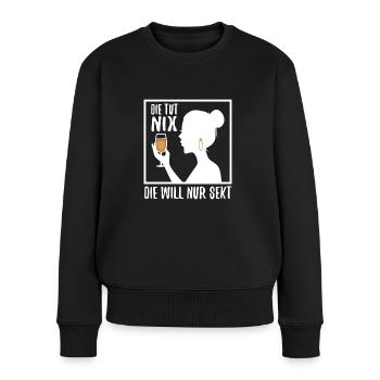 Die tut nix die will nur Sekt - Frauen Premium Bio Pullover - Schwarz - Vorne - Julia (174cm)