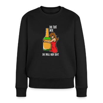Die tut nix die will nur Sekt - Frauen Premium Bio Pullover - Schwarz - Vorne - Julia (174cm)
