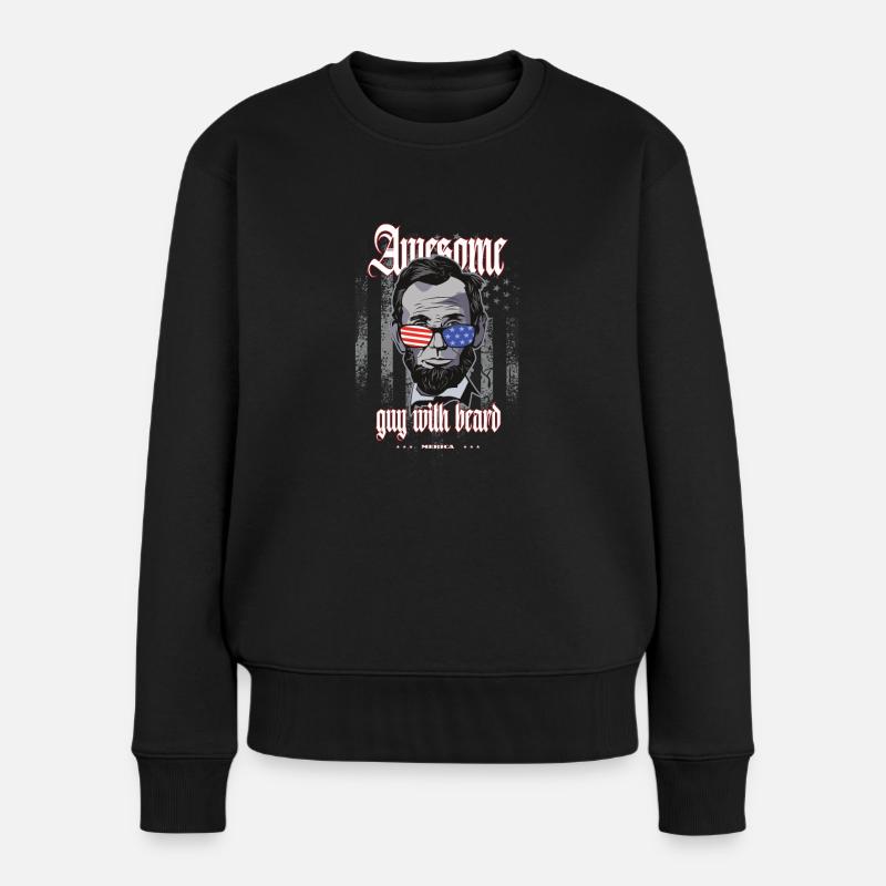 Lincoln GeilerType avec bart USA Cadeau Barbier - Pull Premium bio Femme - noir
