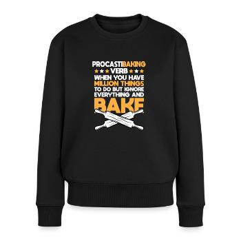 Procrastibaking - Cadeau - Pull Premium bio Femme - noir - Devant - Julia (174cm)