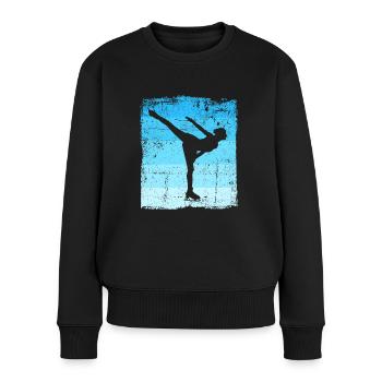 Eiskunstlauf Schlittschuhlauf Eis Figuren Tanz - Frauen Premium Bio Pullover - Schwarz - Vorne - Julia (174cm)