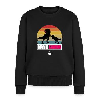 MAMIE SAURUS REX - SUNSET - DINO - Pull Premium bio Femme - noir - Devant - Julia (174cm)
