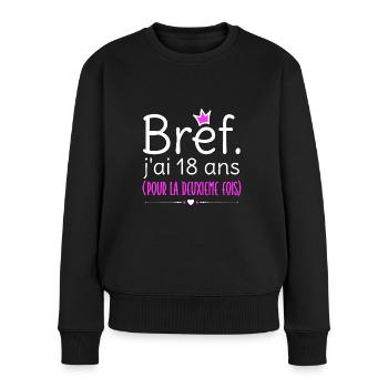 Cadeau d'anniversaire femme 36 ans - Pull Premium bio Femme - noir - Devant - Julia (174cm)