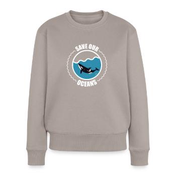 Save our Ocean Orca Killer whale - Women's Premium Organic Jumper - taupe - Front - Julia (174cm)