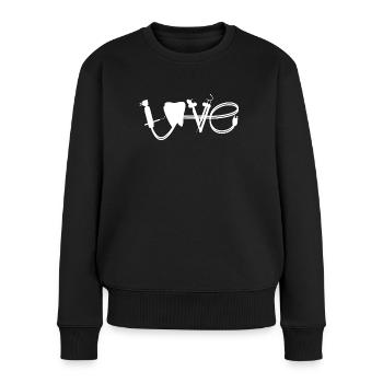 Zahnarzt Love - Geschenk - Frauen Premium Bio Pullover - Schwarz - Vorne - Julia (174cm)