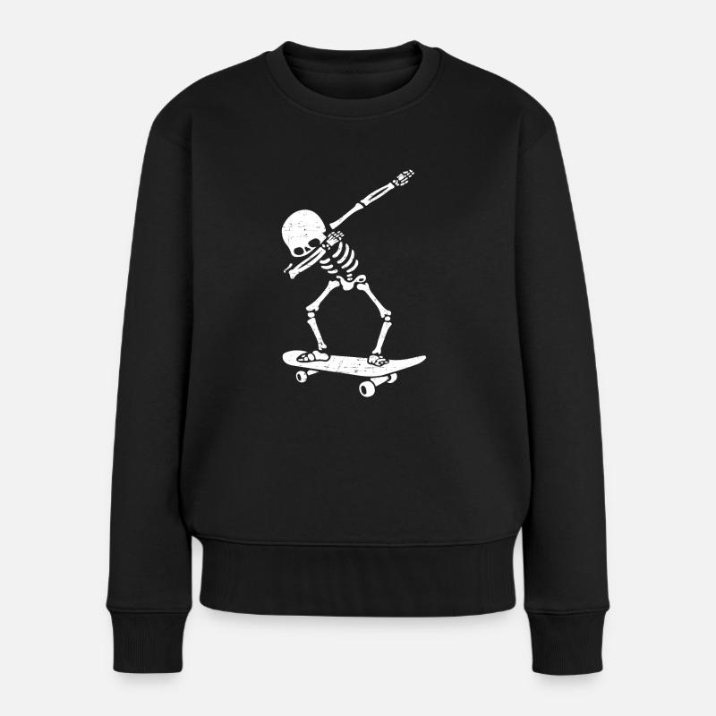 Dabbing Skeleton SKATEBOARD Dab Skate Halloween - Frauen Premium Bio Pullover - Schwarz