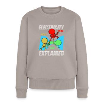 Electricity explains | Volt Ohm Ampere Physicist - Women's Premium Organic Jumper - taupe - Front - Julia (174cm)