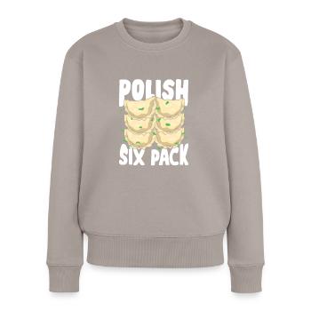 Funny Pierogi Pirogues Polish Cuisine Gift - Women's Premium Organic Jumper - taupe - Front - Julia (174cm)