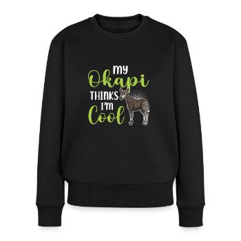 Okapi Giraffe Afrika Safari Zebra Wildnis Tiere - Frauen Premium Bio Pullover - Schwarz - Vorne - Julia (174cm)