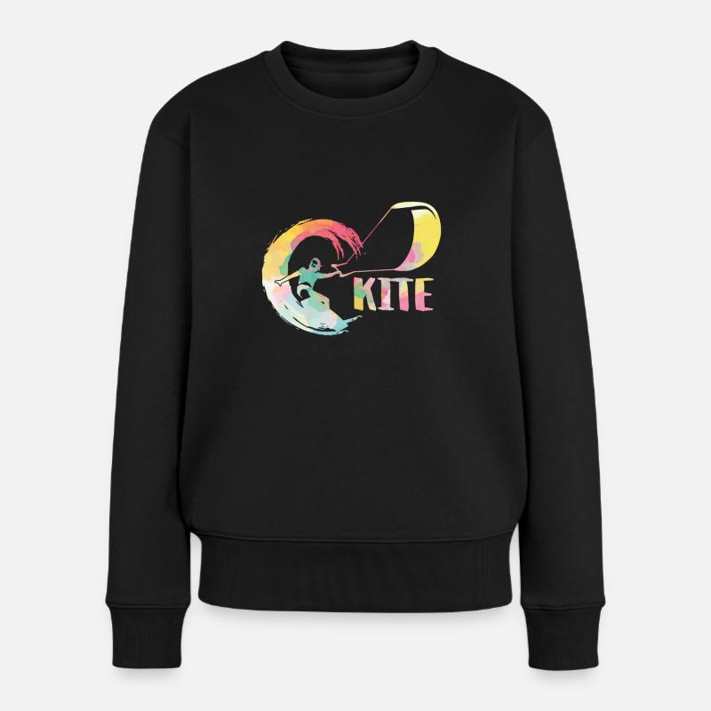 Kite Kiteboarding Kitesurfer Geschenk - Frauen Premium Bio Pullover - Schwarz