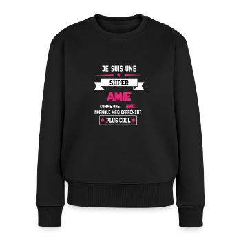 super amie comme amie normale - Pull Premium bio Femme - noir - Devant - Julia (174cm)