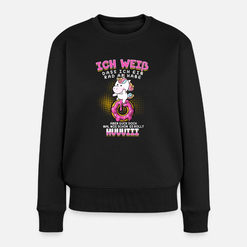 Einhorn - Frauen Premium Bio Pullover - Schwarz