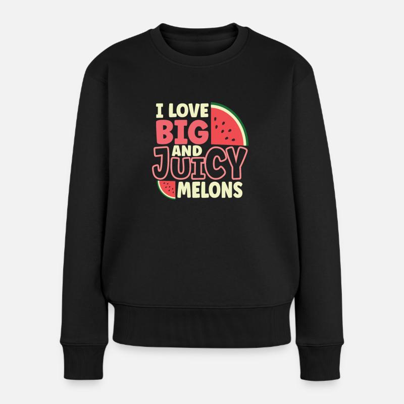 Watermelon Funny Fruit Funny Watermelon Fruit Joke - Frauen Premium Bio Pullover - Schwarz