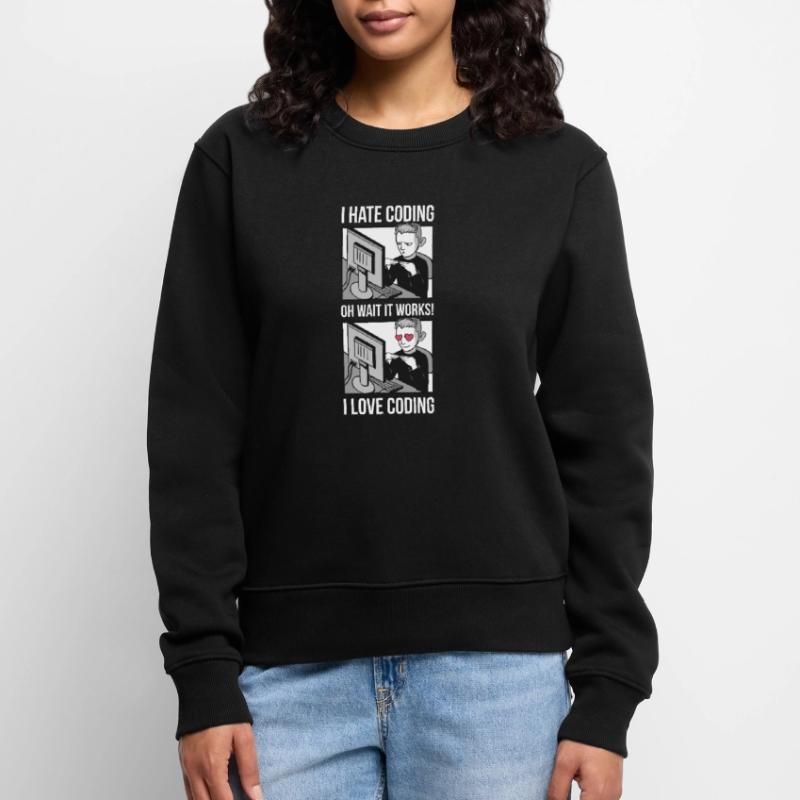 I Love Coding Programmer Cadeau Pull Premium bio Femme
