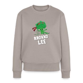 Brocolis - Pull Premium bio Femme - taupe - Devant - Julia (174cm)