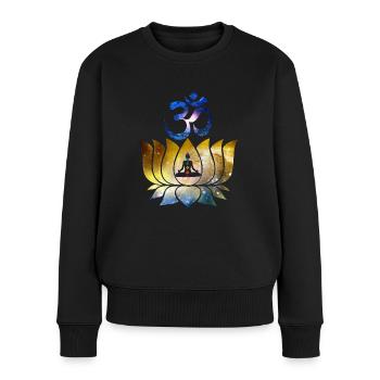 OM SYMBOL MEDITATION 3 - Frauen Premium Bio Pullover - Schwarz - Vorne - Julia (174cm)
