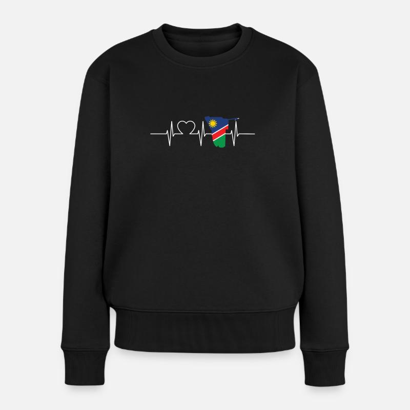 Namibia Herzschlag Flagge Vintage Namibia - Frauen Premium Bio Pullover - Schwarz