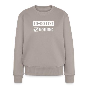 Dicton drôle - Pull Premium bio Femme - taupe - Devant - Julia (174cm)