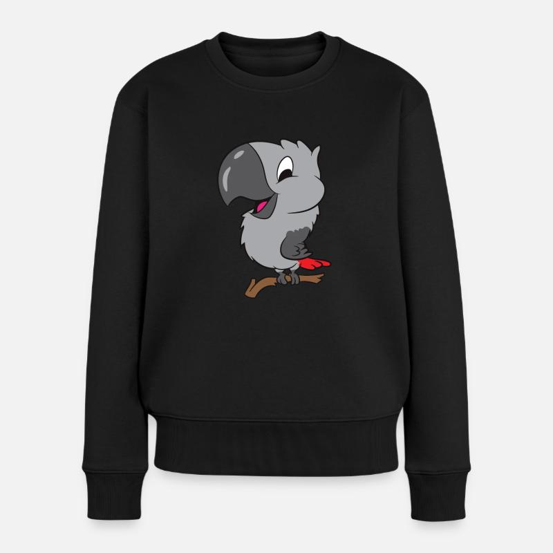 Afrikanischer Graupapagei auf Zweig - Frauen Premium Bio Pullover - Schwarz