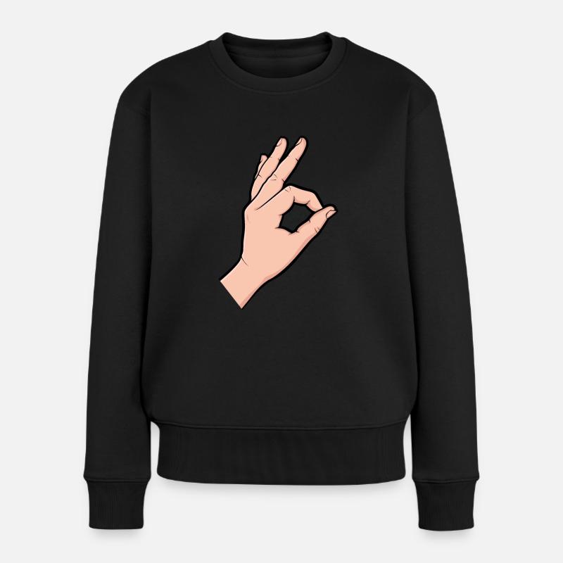 OK Hand Meme Spiel Reingeschaut Reingeguckt - Frauen Premium Bio Pullover - Schwarz