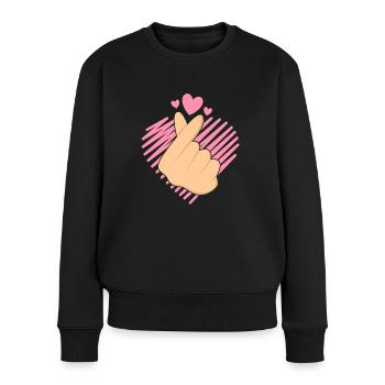 K-Pop Handschnipser Liebe - Frauen Premium Bio Pullover - Schwarz - Vorne - Julia (174cm)