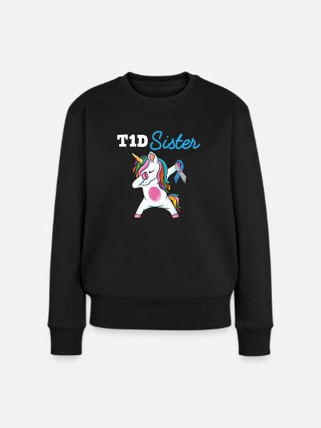 Type 1 Diabetes Dabbing unicorn to Support sister - Frauen Premium Bio Pullover - Schwarz