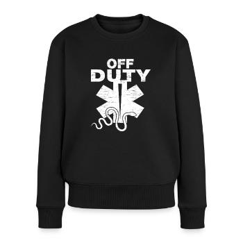 Off Duty Sanitäter Rettungsdienst - Frauen Premium Bio Pullover - Schwarz - Vorne - Julia (174cm)