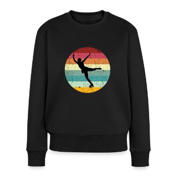 Ice Skate Vintage - Frauen Premium Bio Pullover - Schwarz - Vorne - Julia (174cm)