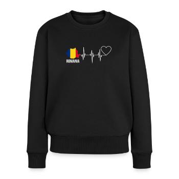 Rumänien - Frauen Premium Bio Pullover - Schwarz - Vorne - Julia (174cm)
