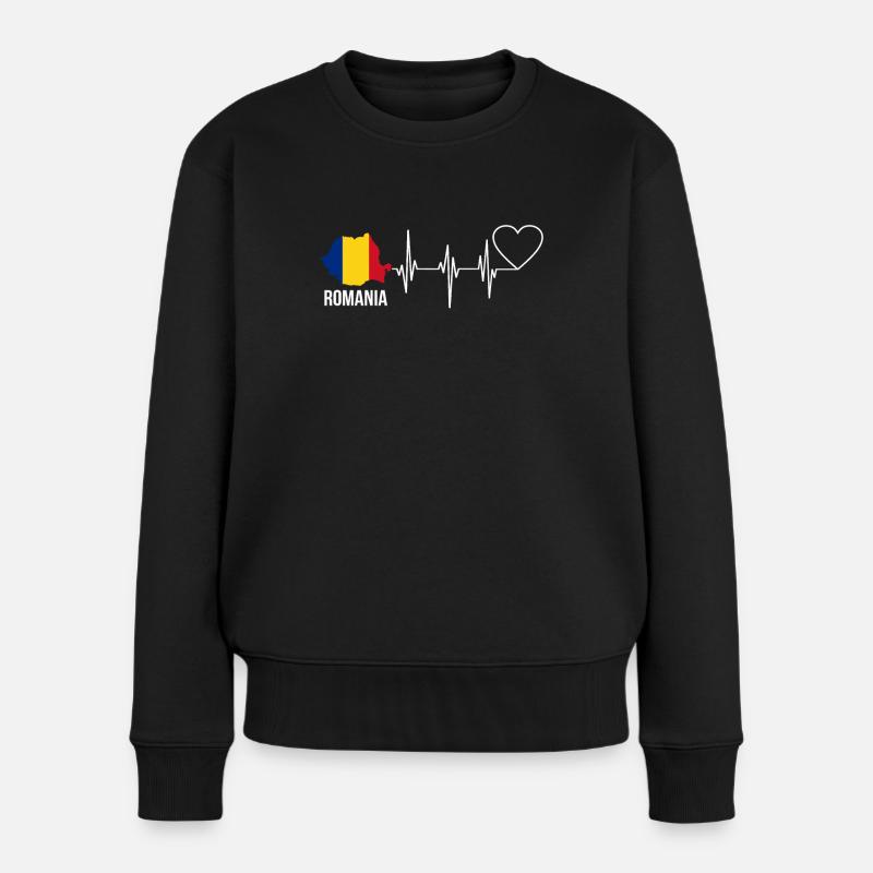 Rumänien - Frauen Premium Bio Pullover - Schwarz