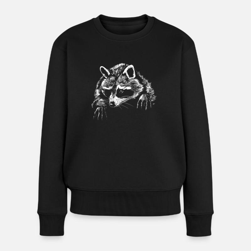 Waschbär Waschbären Raccoon - Frauen Premium Bio Pullover - Schwarz
