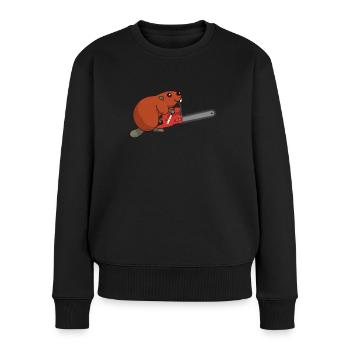 Travailleur forestier Bieber Avec tronçonneuse tronçonneuse - Pull Premium bio Femme - noir - Devant - Julia (174cm)