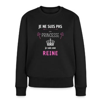 Princesse reine humour - Pull Premium bio Femme - noir - Devant - Julia (174cm)