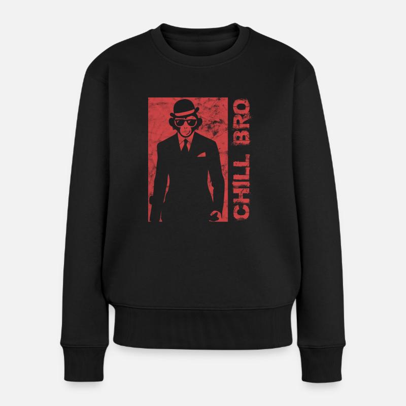 Cooler Affe Gorilla - Chill Bro Geschenk - Frauen Premium Bio Pullover - Schwarz
