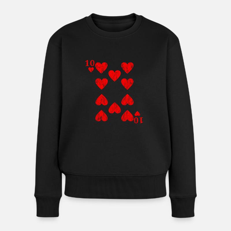 10 of Hearts - Frauen Premium Bio Pullover - Schwarz