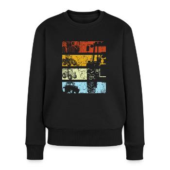 Traktor Retro Traktor Vintage Bauer Landwirt Trakt - Frauen Premium Bio Pullover - Schwarz - Vorne - Julia (174cm)