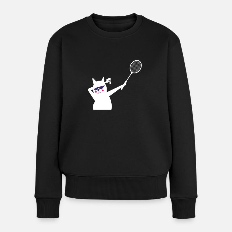 Chat Chat Badminton Badminton Badminton Badminton - Pull Premium bio Femme - noir