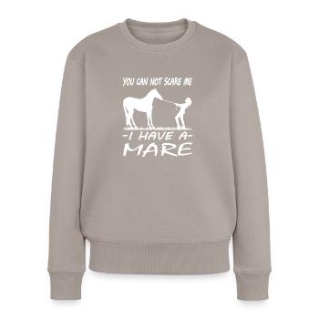 Tu ne peux pas me faire peur jument de cheval - Pull Premium bio Femme - taupe - Devant - Julia (174cm)