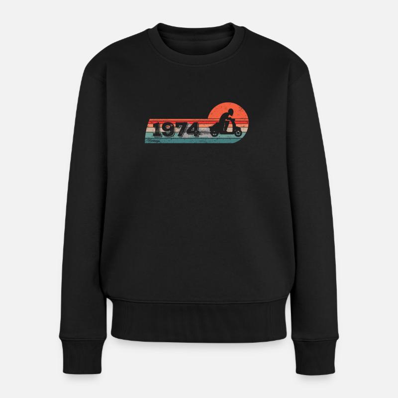 Motorroller Moped Jahrgang 1974 Geburtstag - Frauen Premium Bio Pullover - Schwarz