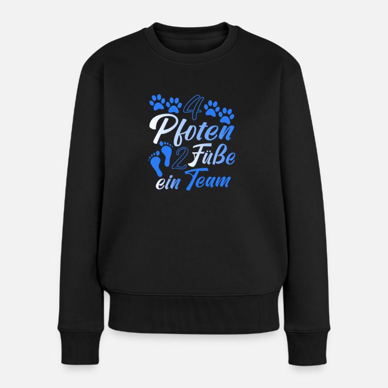 4 Pfoten 2 Füße ein Team - Frauen Premium Bio Pullover - Schwarz
