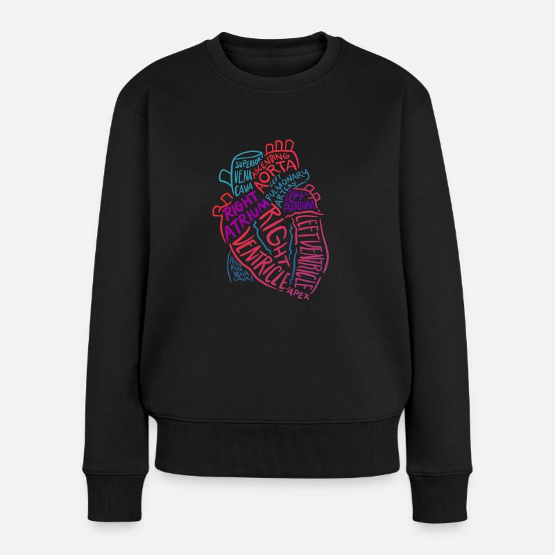 Krankenschwester Shirt Anatomisches Herz Kardiolog - Frauen Premium Bio Pullover - Schwarz
