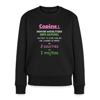 Copine humour - Pull Premium bio Femme - noir - Devant - Julia (174cm)
