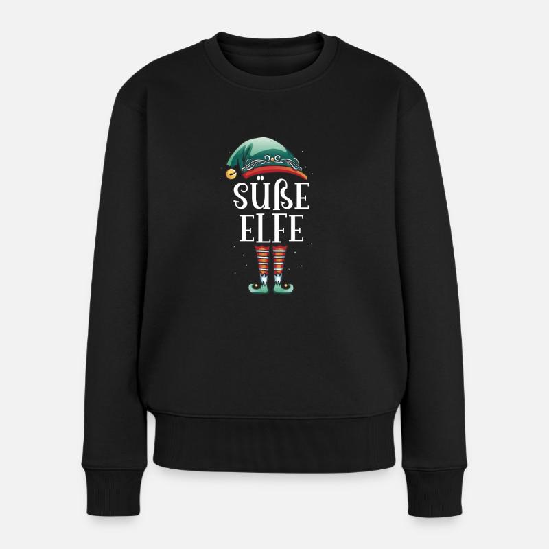 Weihnachten Partnerkostüm süße Elf Elfe Elfen - Frauen Premium Bio Pullover - Schwarz