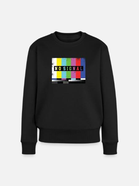 Testbild Kein Signal Fernseher - Frauen Premium Bio Pullover - Schwarz