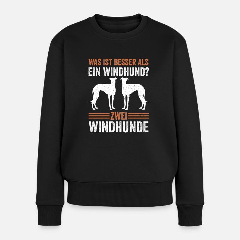 Zwei Windhund Hund Windhund - Frauen Premium Bio Pullover - Schwarz