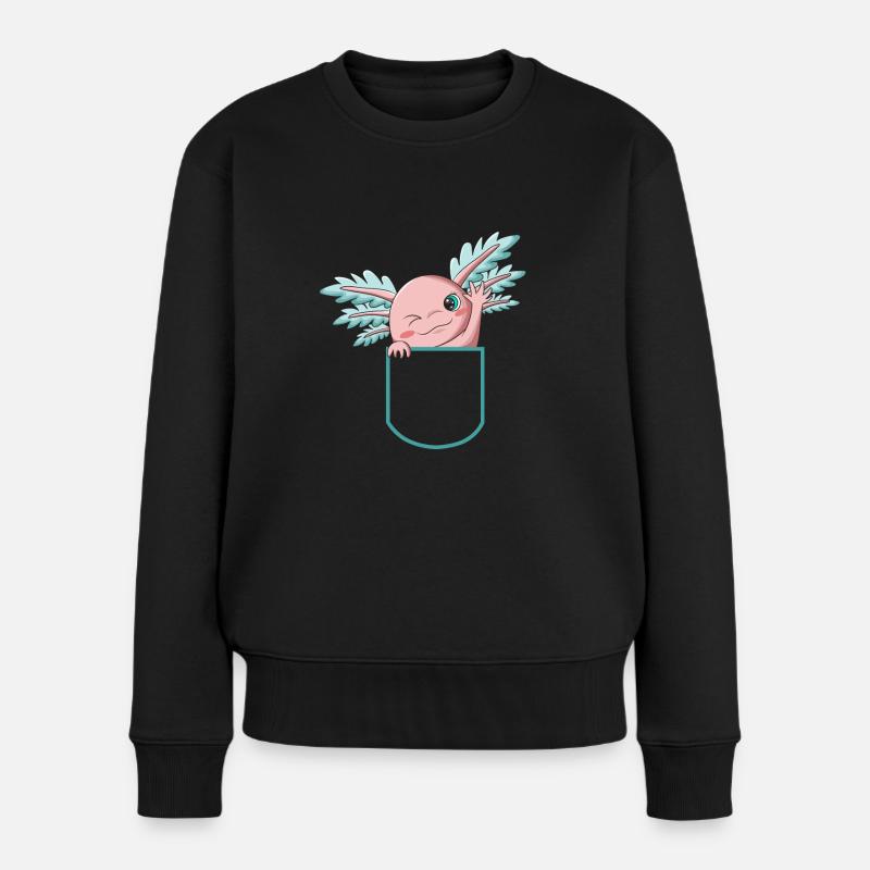 Axolotl Kawaii Drôle D’Axolotl Mexicain - Pull Premium bio Femme - noir